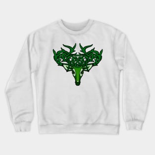 Celtic Deer with Knotted Antlers Green Crewneck Sweatshirt